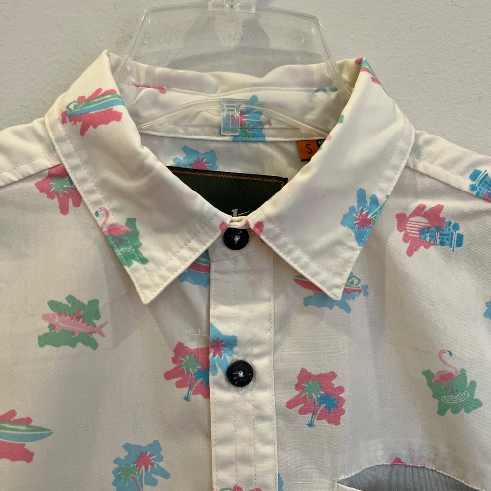 Howler Brothers Shirt Mens Small Aransas Bienvenidos a Miami Tropical Retro NEW